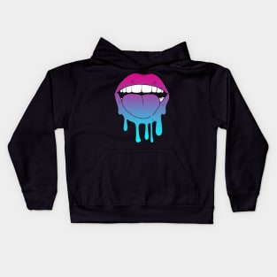 Vaporwave Dripping Lips Tongue Out Kids Hoodie